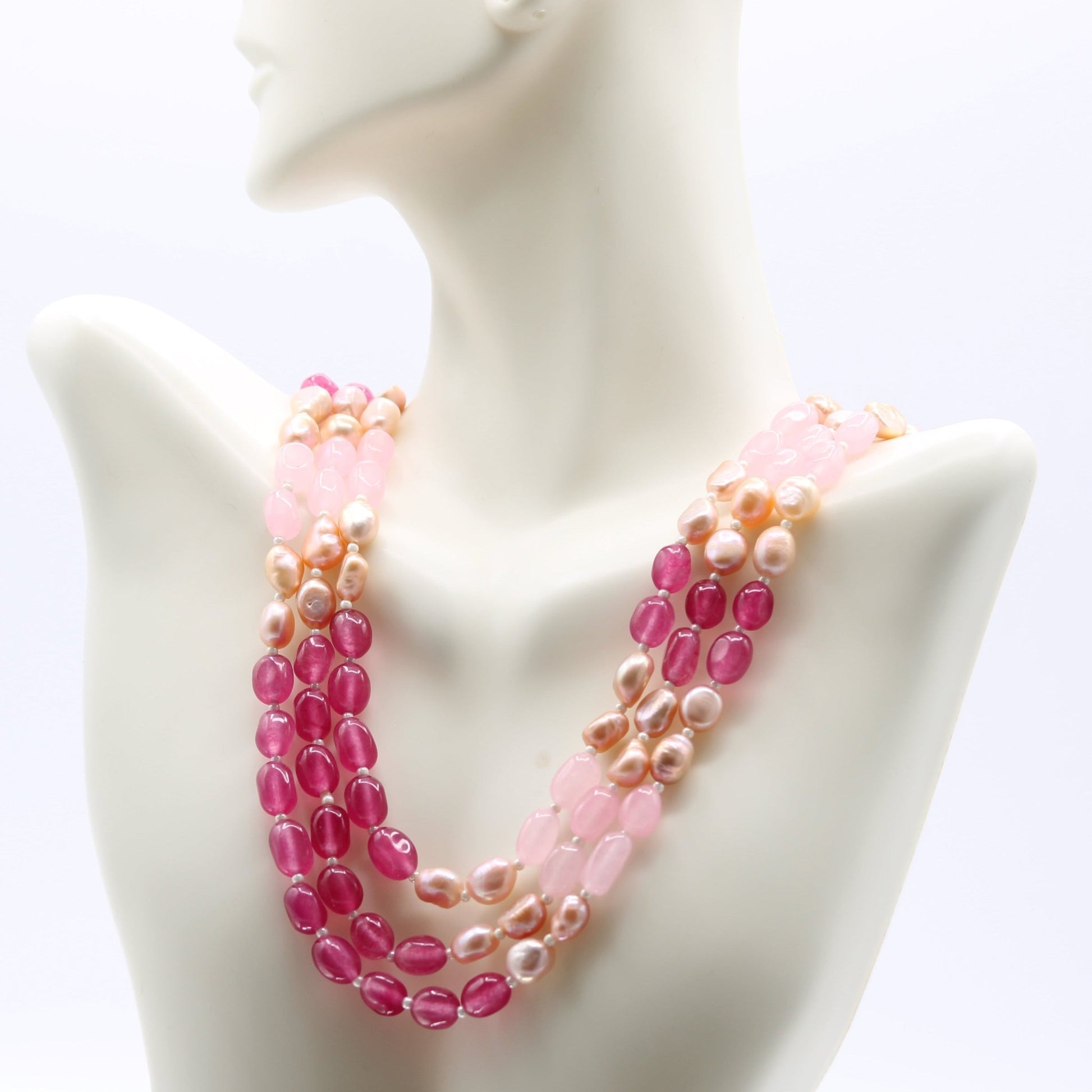Pink & Rose Jade Necklace - Taj Mahal Gems