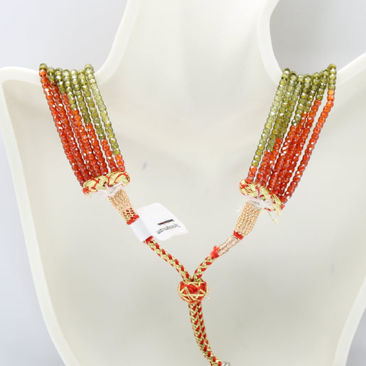 Multi Color CZ Beaded Necklace - 7 Strand