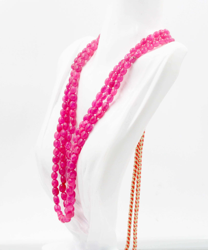 Organic Pink Quartz Jewelry: Indian Layered Necklace