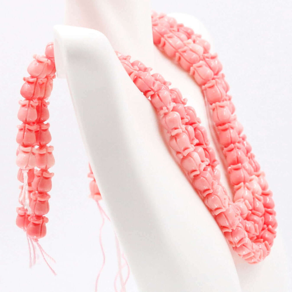 Pink Tulip Beads: Handmade Coral Detail