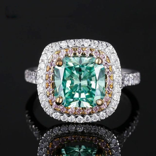 925 Moissanite Solitaire Ring with Pink Sapphire