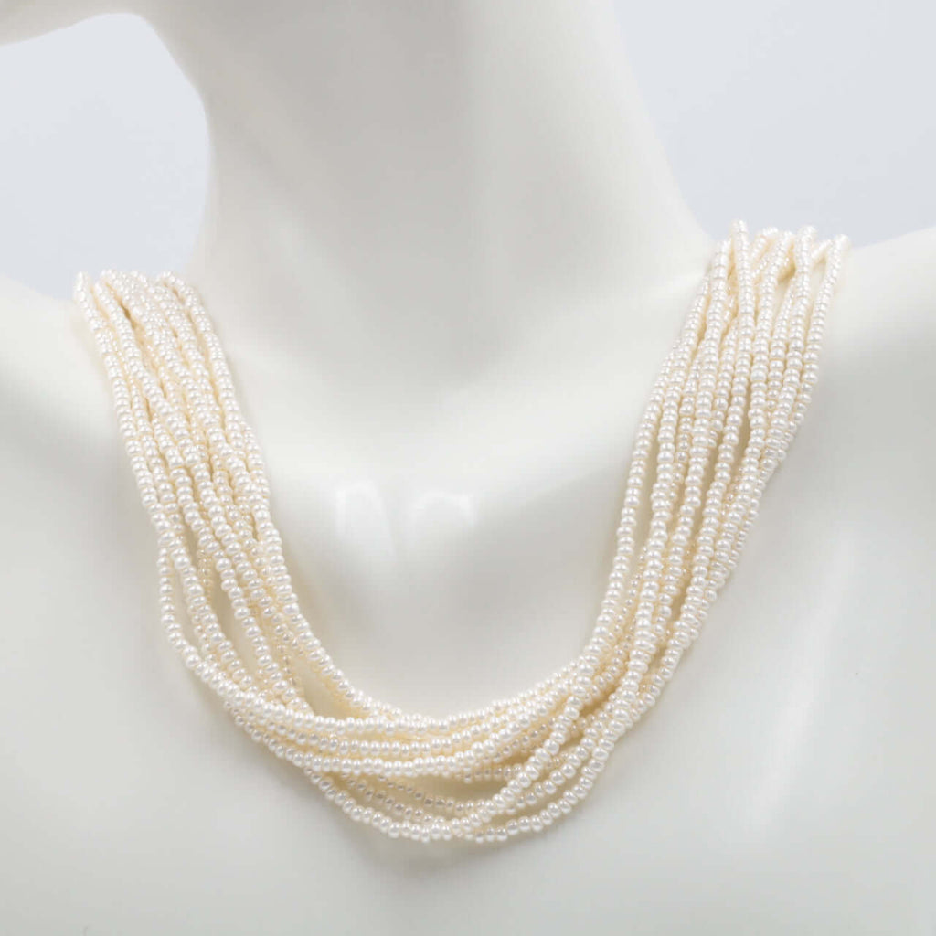 Vintage Styled Faux White Pearl Necklace with Layers