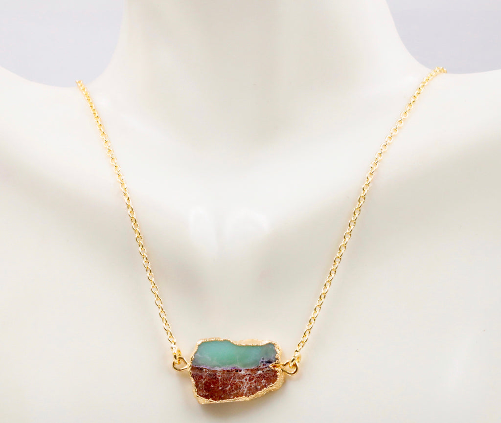 Green Goldtone Necklace Chain