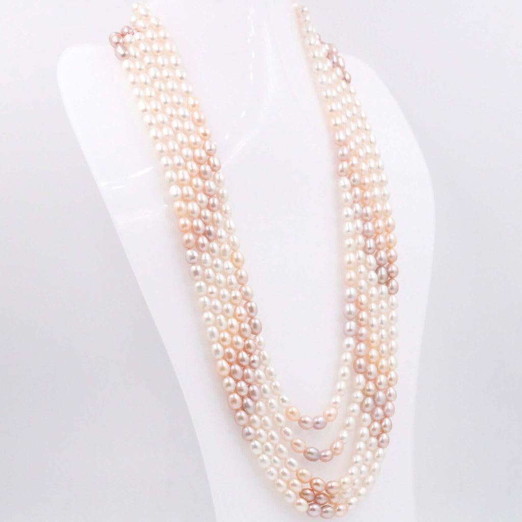 Indian Style Multi Strand Necklace with Shaded Pearls