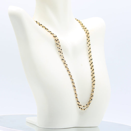 Black Diamond with 22K Gold - 3 Strand Necklace - Taj Mahal Gems
