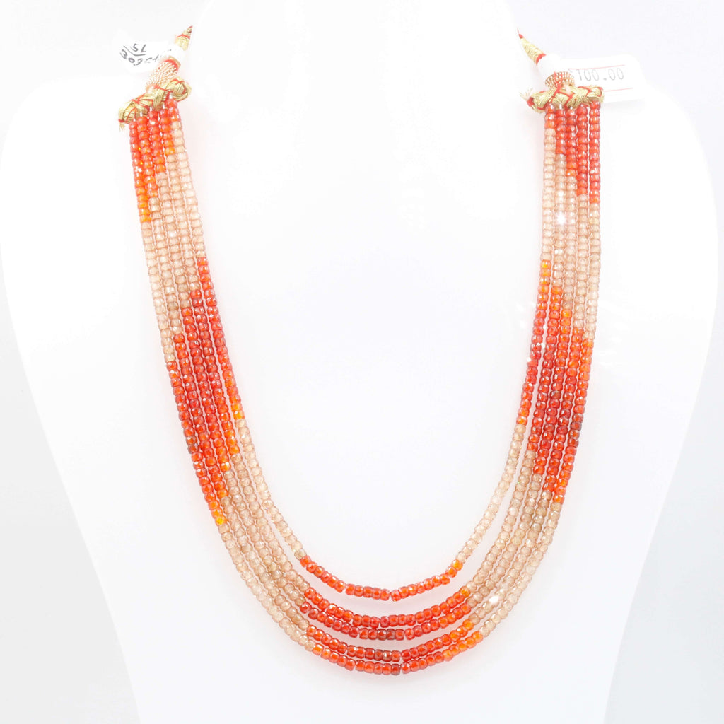 Layered CZ Beaded Necklace with Faceted Beads
