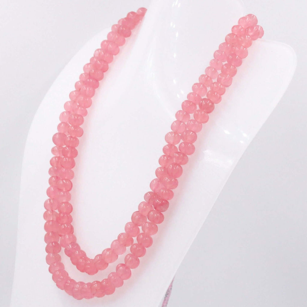 Pumpkin Shaped Pink Quartz Beads: Authentic Quartz Necklace