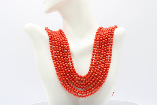 Taiwan Coral necklace Elegant Layered Design - 7 Strands