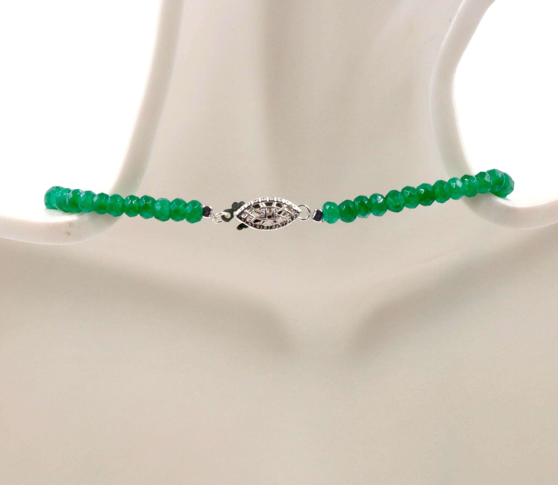 14KY & 925 Green Quartz Gemstone Necklace - Taj Mahal Gems