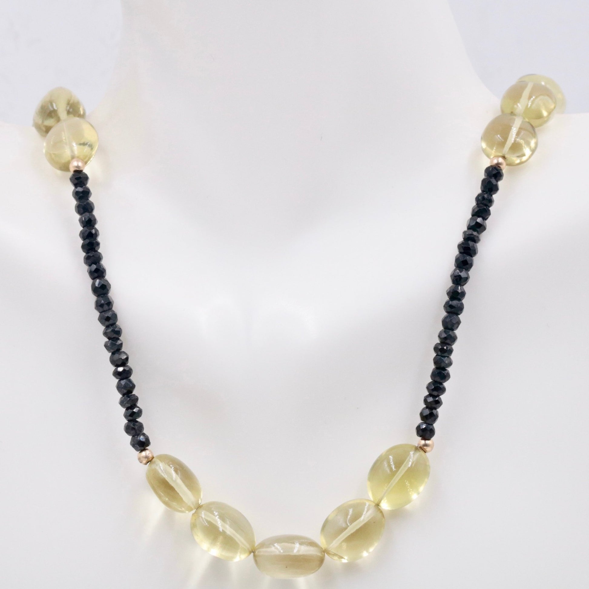 14KY Lemon Citrine with Black Spinel Necklace - Taj Mahal Gems