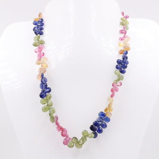 14KY Multi - Color Sapphire Drop Necklace - Taj Mahal Gems