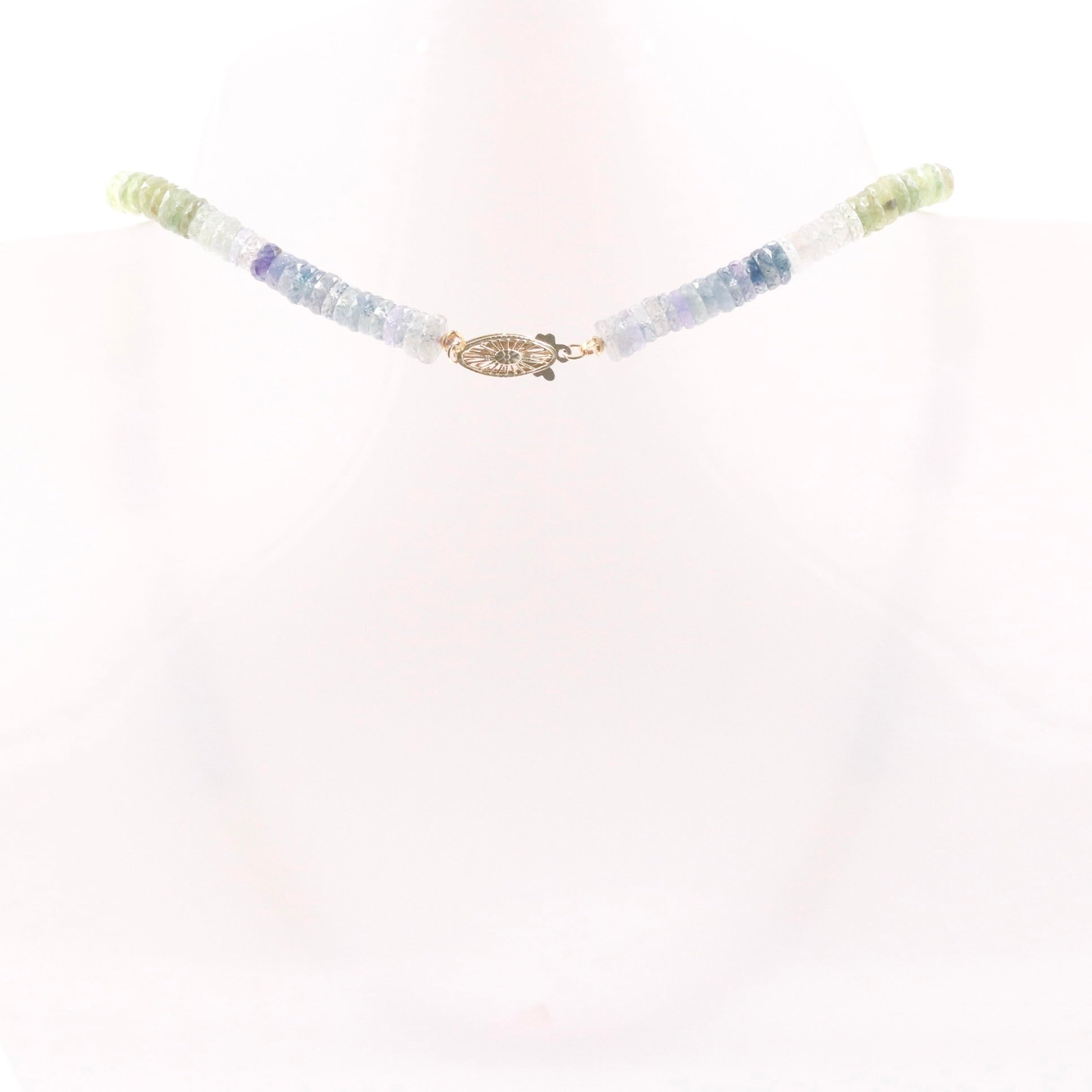 14KY MultiColor Sapphire Beaded Necklace - Taj Mahal Gems