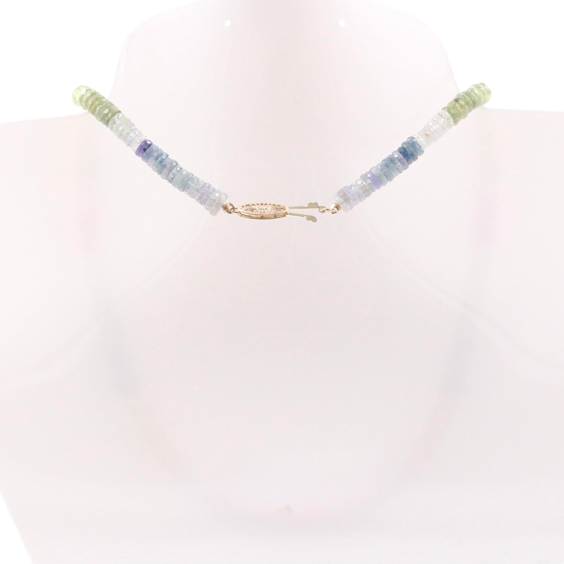 14KY MultiColor Sapphire Beaded Necklace - Taj Mahal Gems