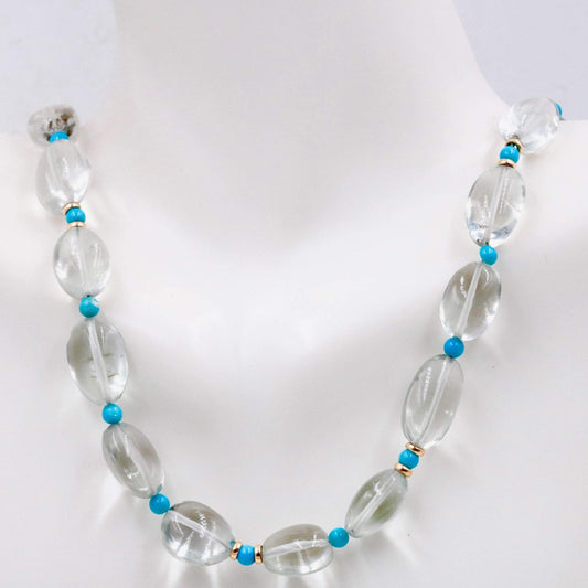 14KY Natural Prasiolite with Turquoise Necklace - Taj Mahal Gems