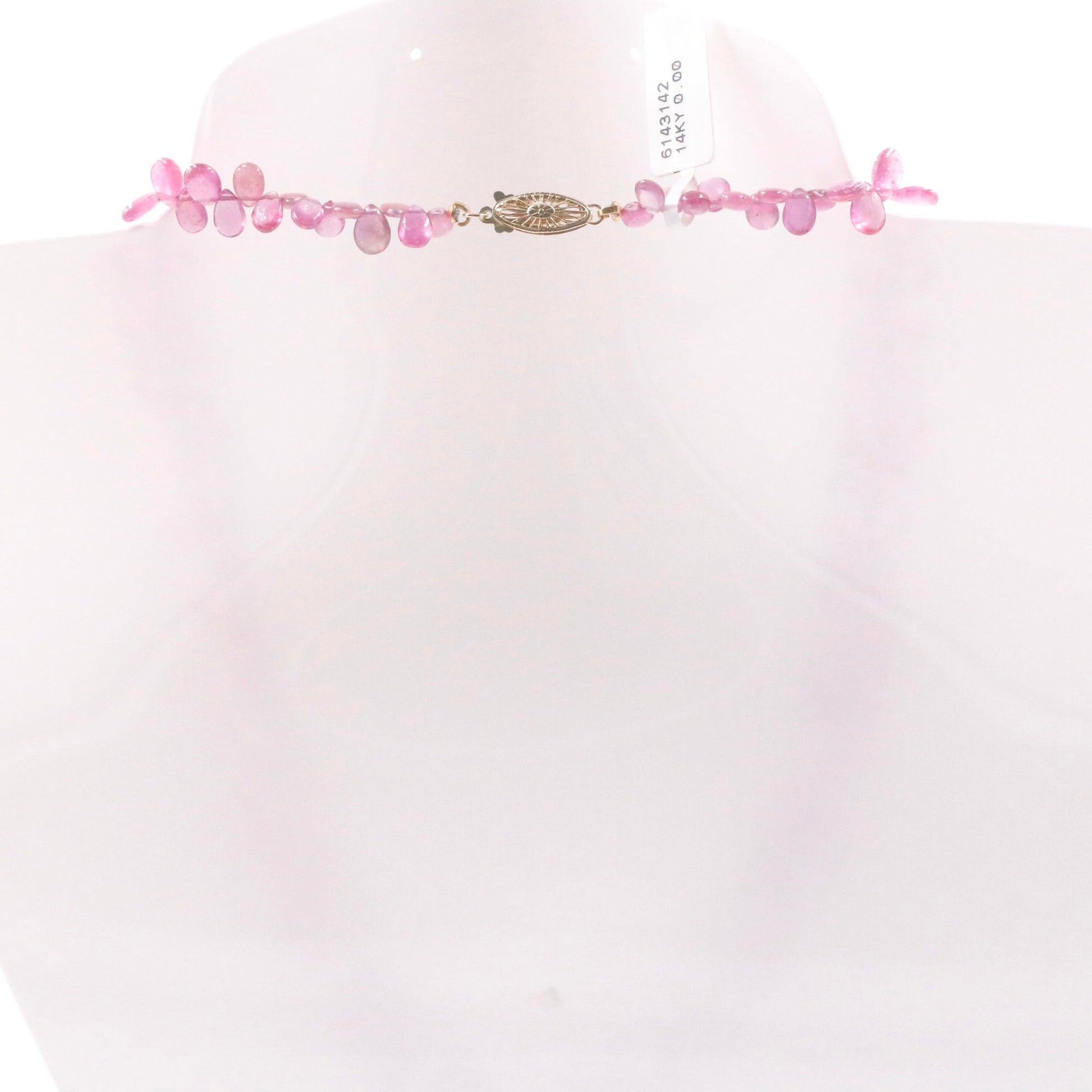 14KY Pink Sapphire Drop Necklace - Taj Mahal Gems