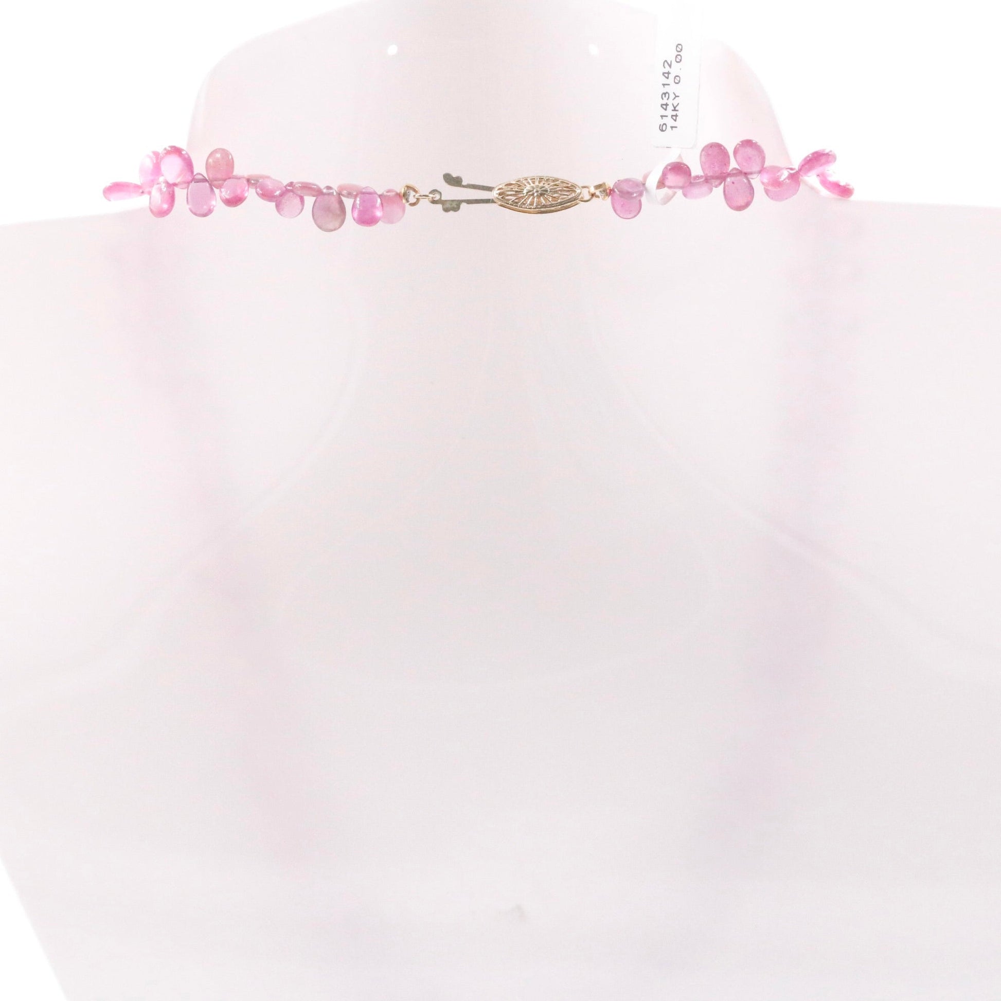 14KY Pink Sapphire Drop Necklace - Taj Mahal Gems