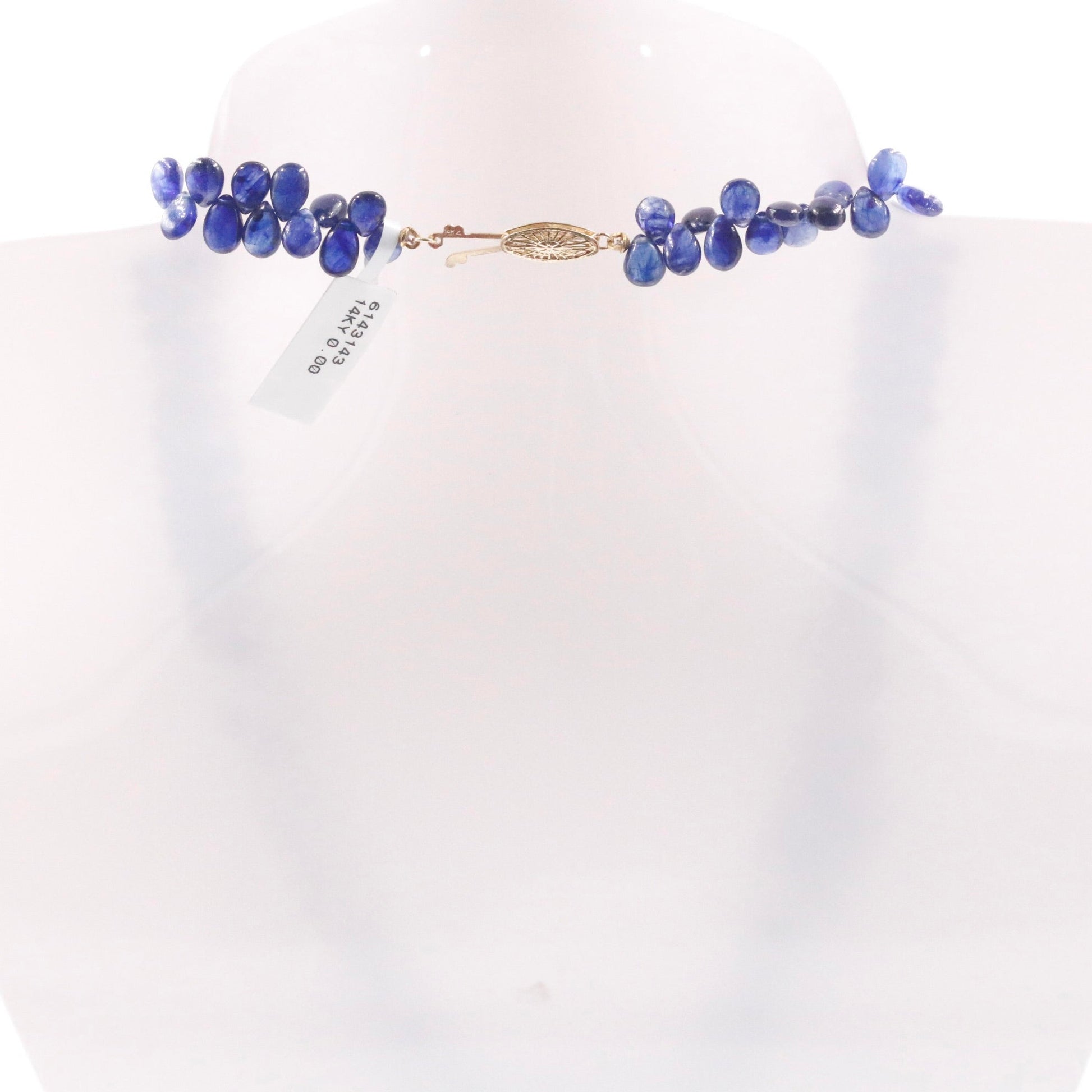 14KY Sapphire Drop Beaded Necklace - Taj Mahal Gems