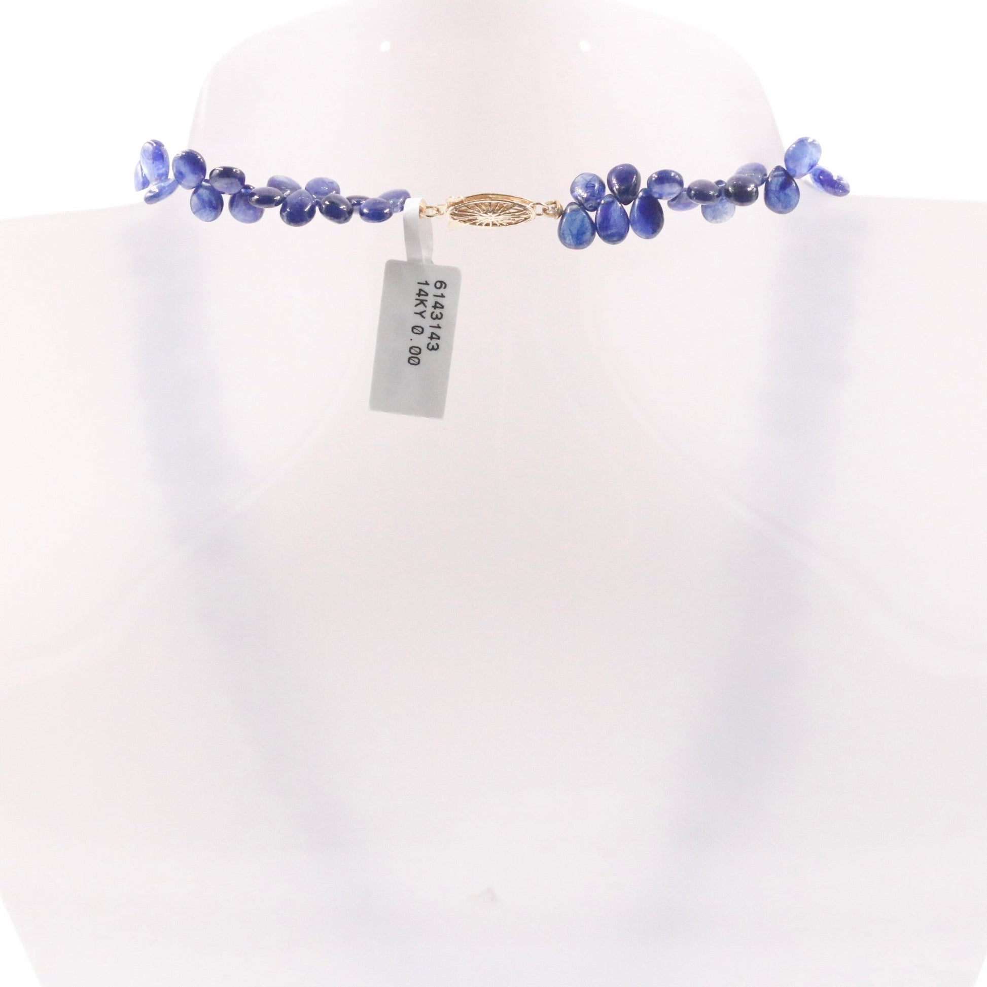 14KY Sapphire Drop Beaded Necklace - Taj Mahal Gems