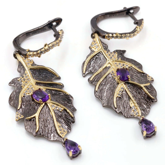 18KY Gold Plated Amethyst Earrings