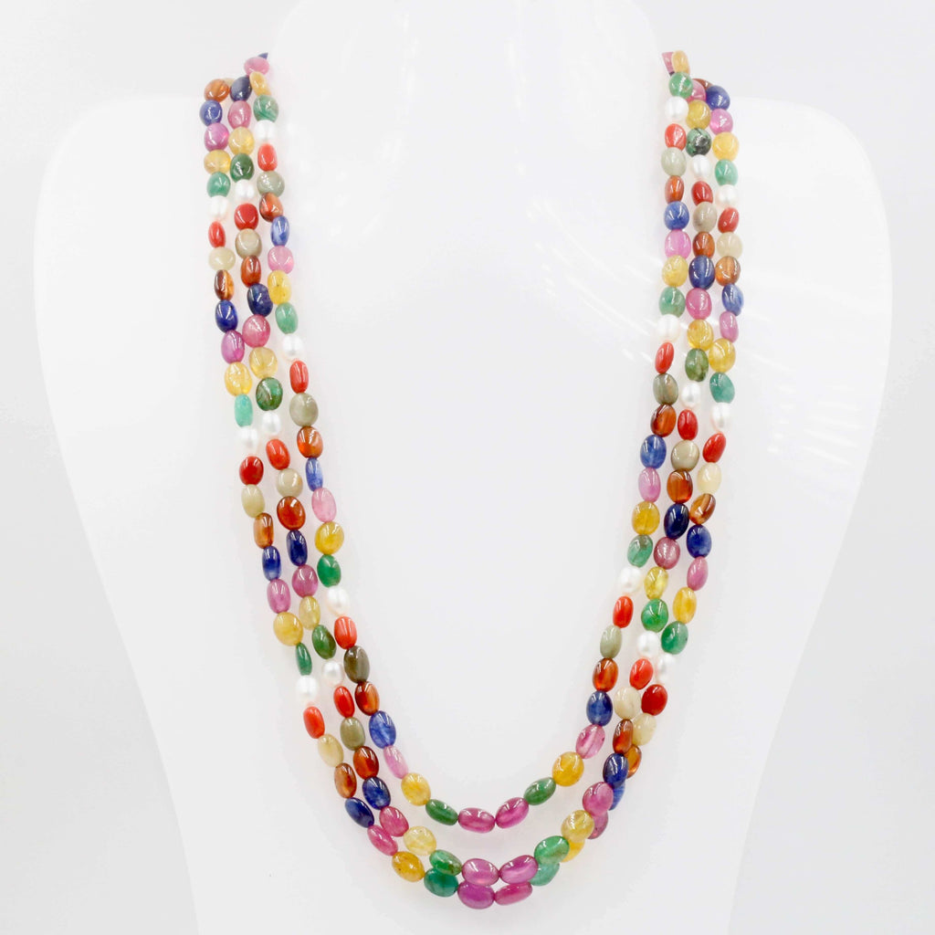Navrathna Collection: Beaded Gemstones Necklace