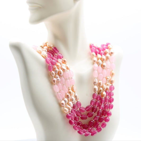 Pink & Rose Jade Necklace - Taj Mahal Gems