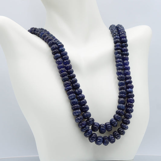 Blue Sapphire Pumpkin Beaded Necklace