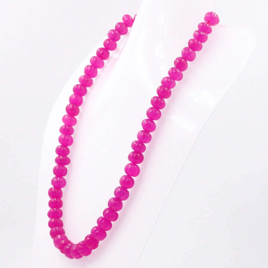 Fuchsia Pink Quartz Pumpkin Shaped Beads Long Necklace