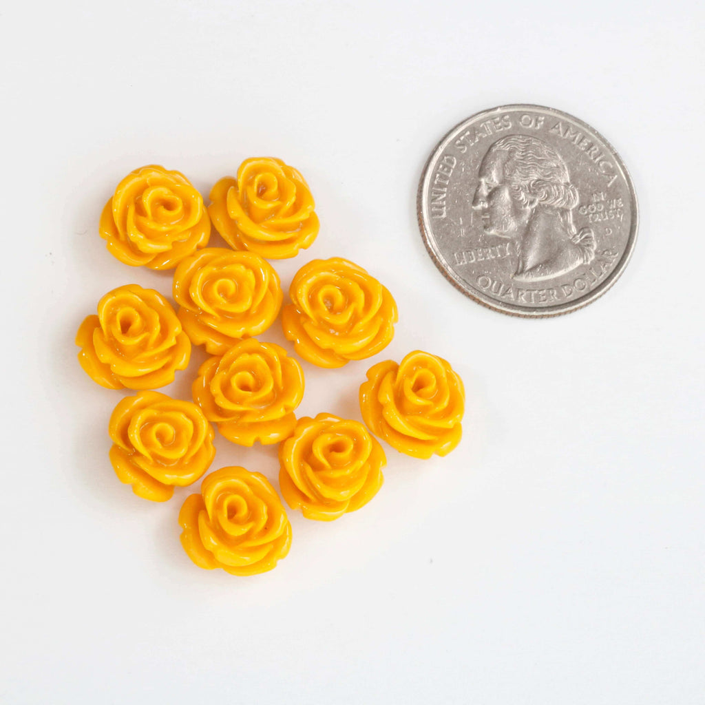 Size of Yellow Color Rose Flower Shaped Coral Gemstones for DIY