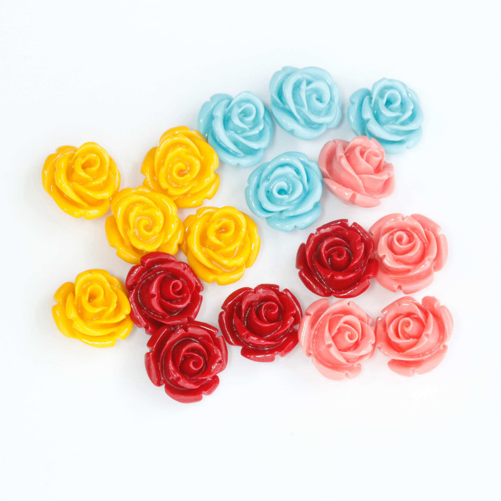 Multicolor Rose Flower Shaped Coral Gemstones for DIY