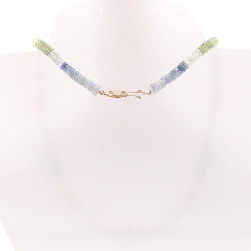 Vibrant 14K Yellow Gold Sapphire Wheel Necklace