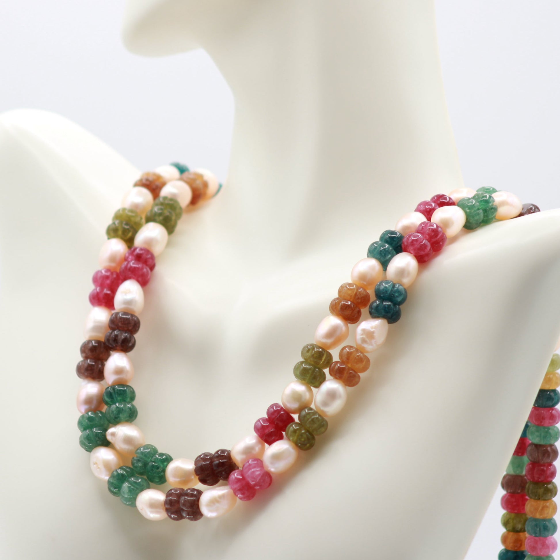 Multi Color Pumpkin Jade Necklace - Taj Mahal Gems