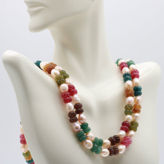 Multi Color Pumpkin Jade Necklace - Taj Mahal Gems