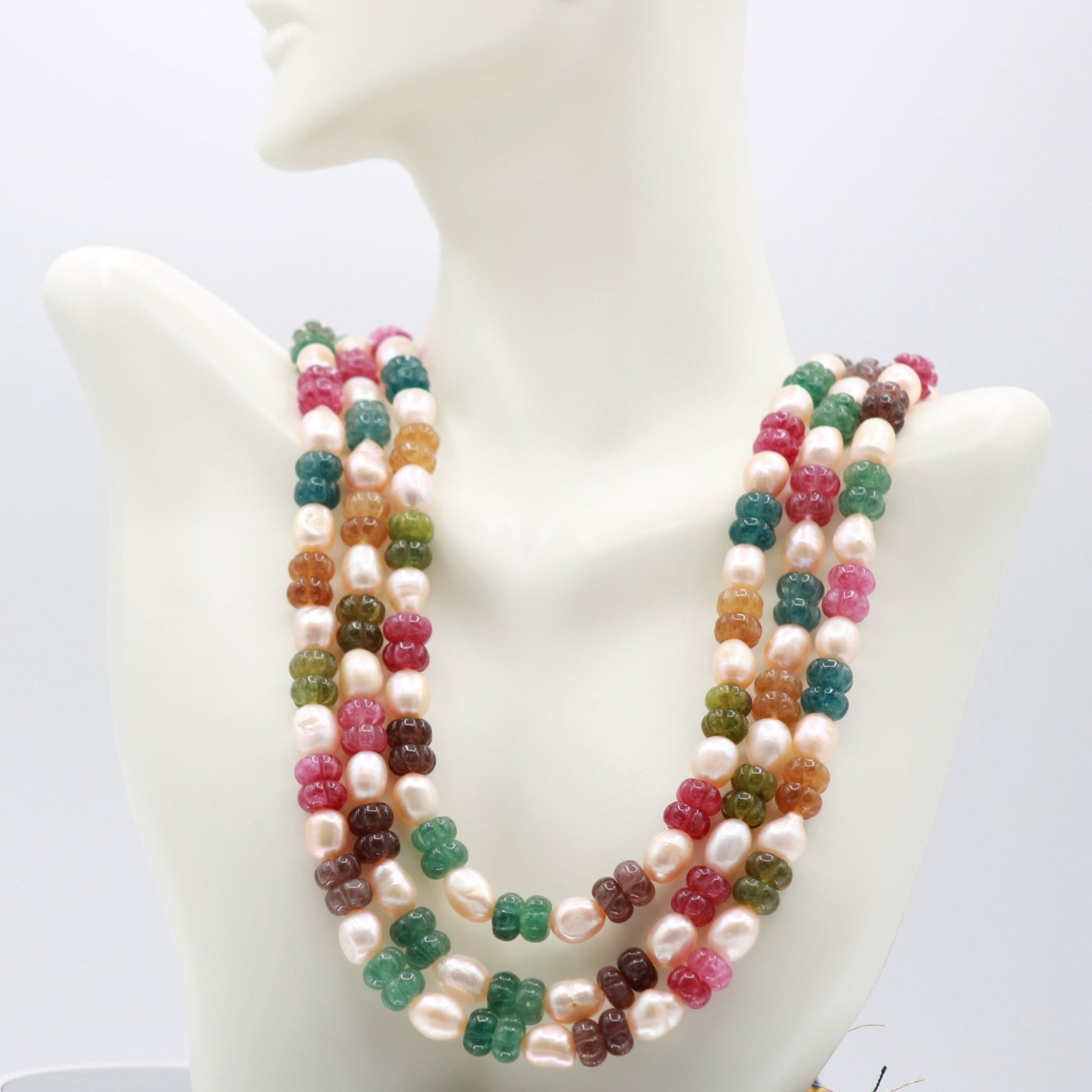 Multi Color Pumpkin Jade Necklace - Taj Mahal Gems