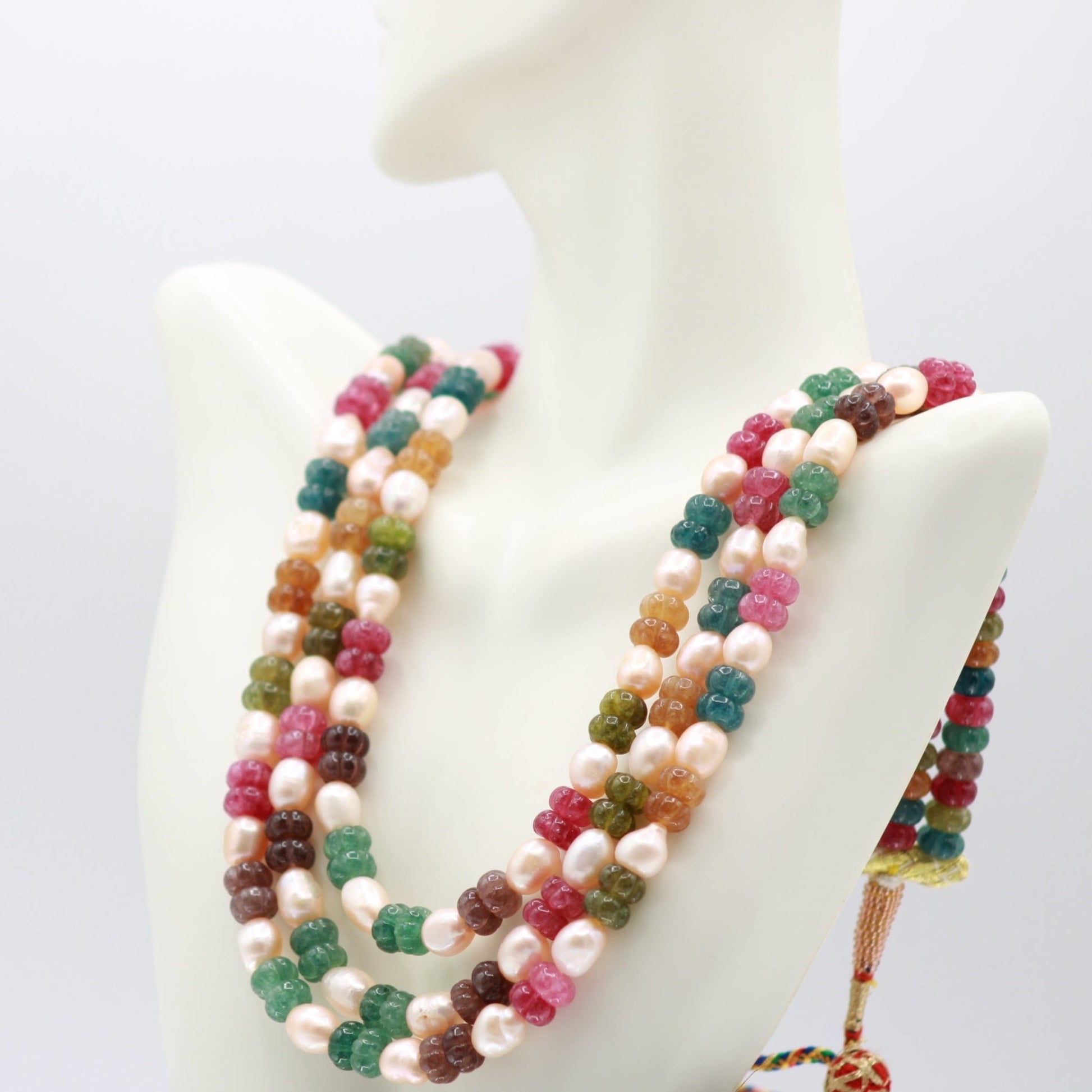 Multi Color Pumpkin Jade Necklace - Taj Mahal Gems