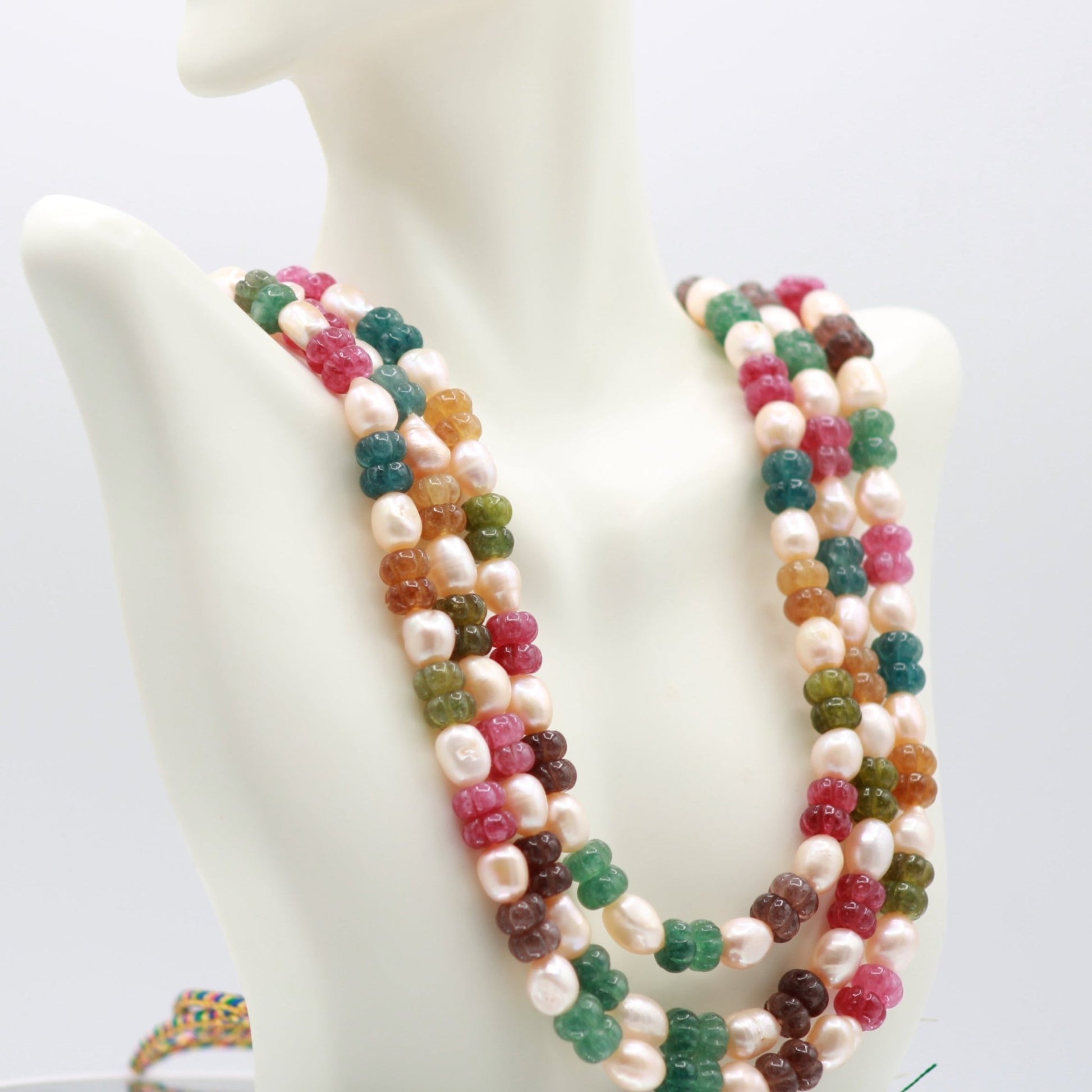 Multi Color Pumpkin Jade Necklace - Taj Mahal Gems