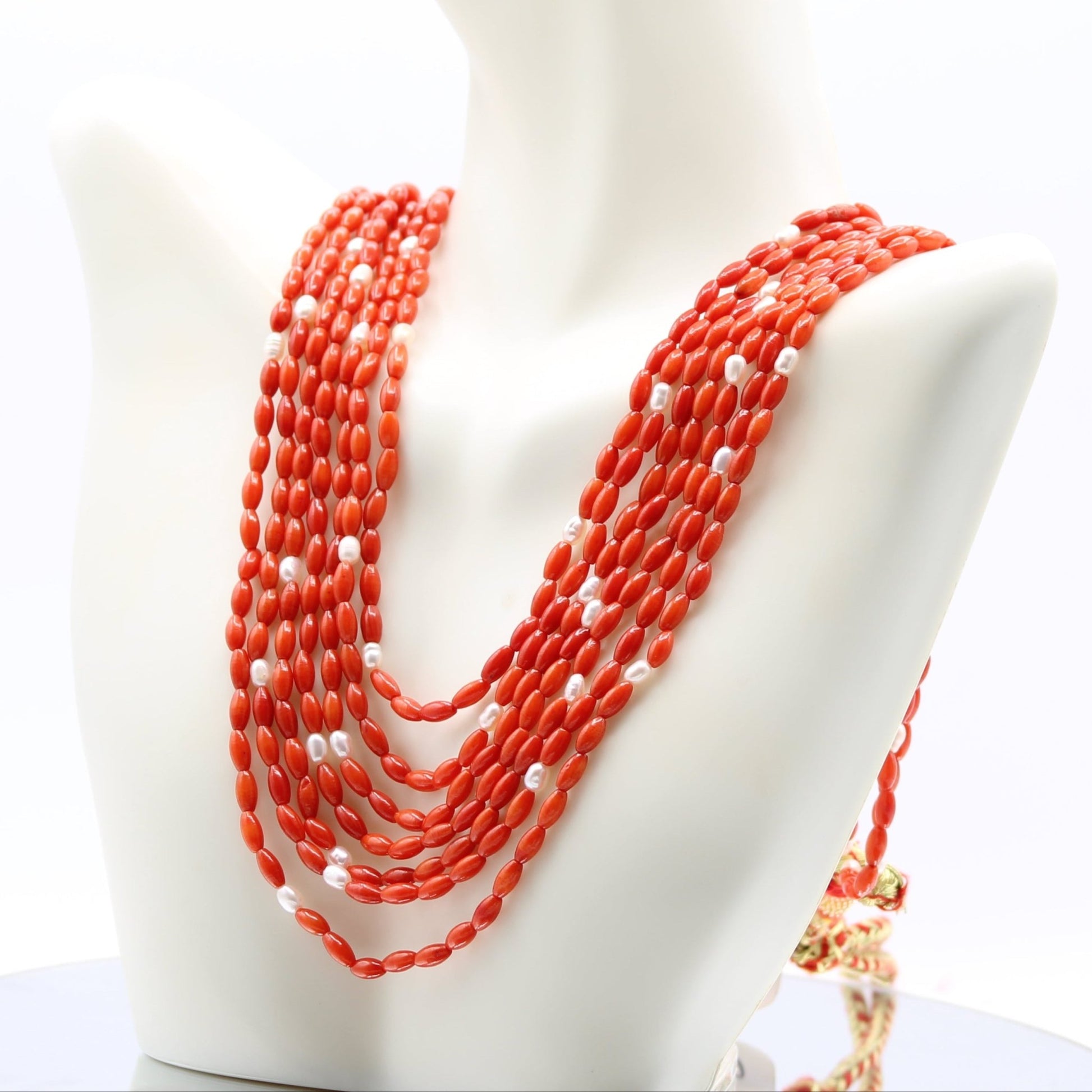 Taiwan Coral with Fresh Water Pearl - Taj Mahal Gems