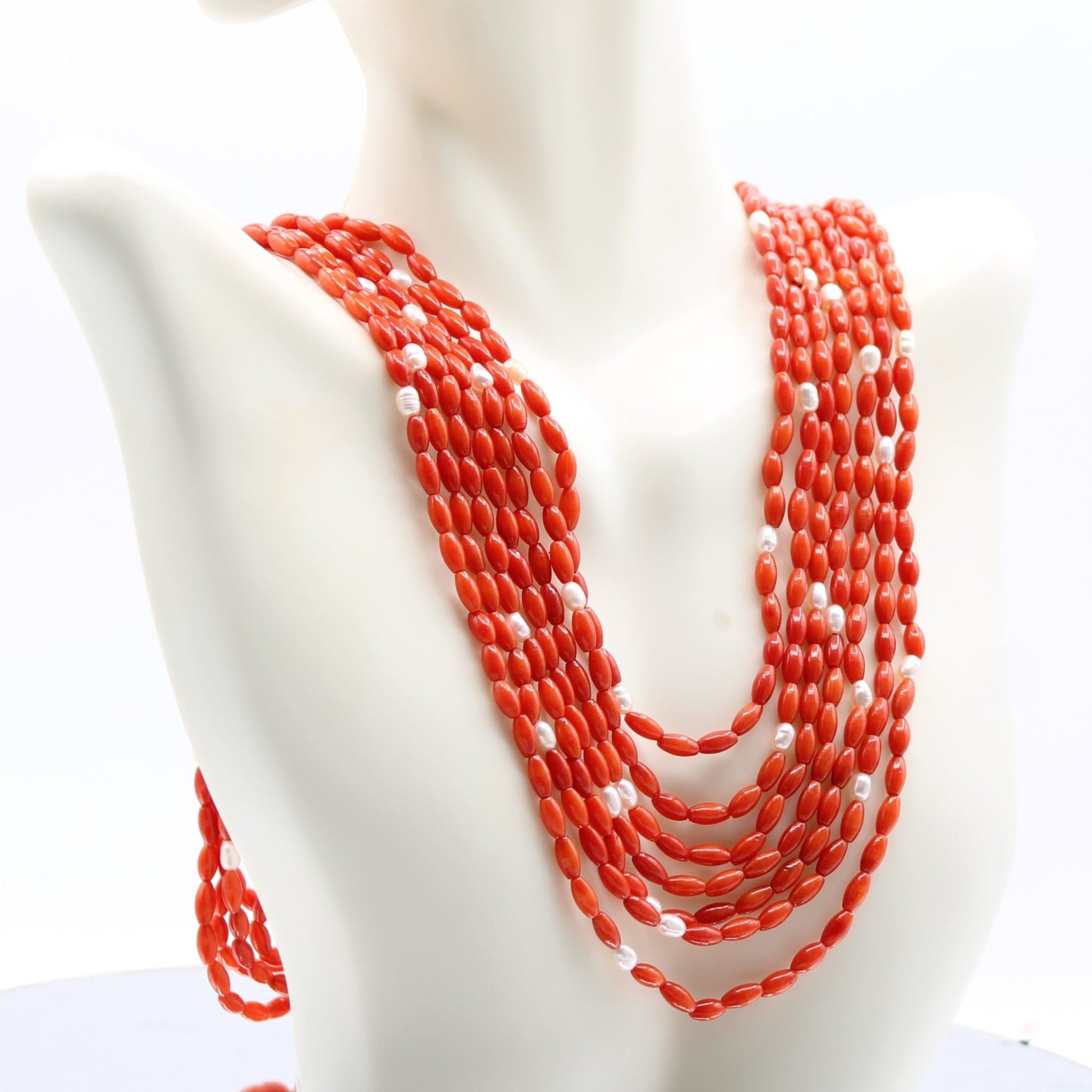 Taiwan Coral with Fresh Water Pearl - Taj Mahal Gems