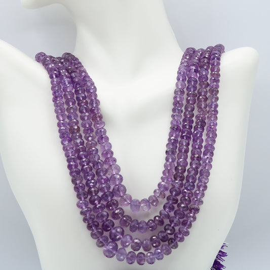 Amethyst Beaded Layered Necklace - Faceted