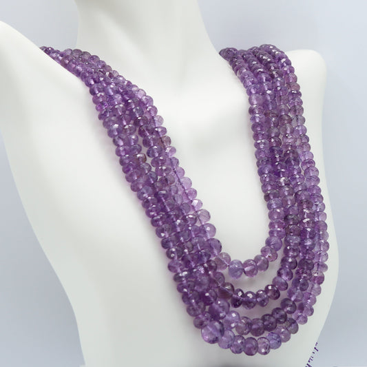 Amethyst Beaded Layered Necklace - Faceted