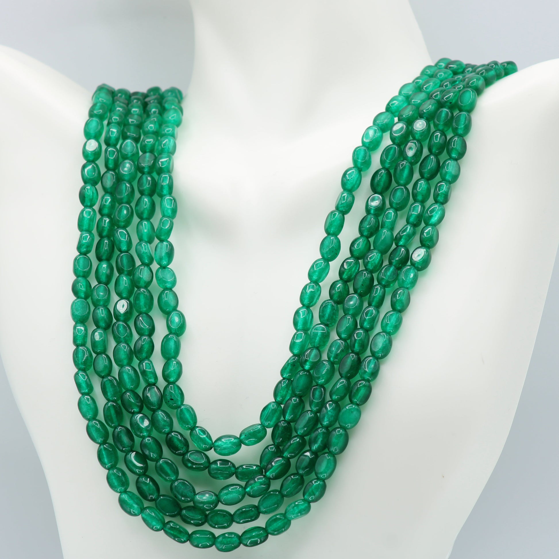 Green Quartz 5 Strand Layered Necklace