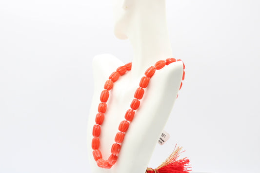 Taiwan Coral Pumpkin Necklace – Natural Red Coral Statement Jewelry
