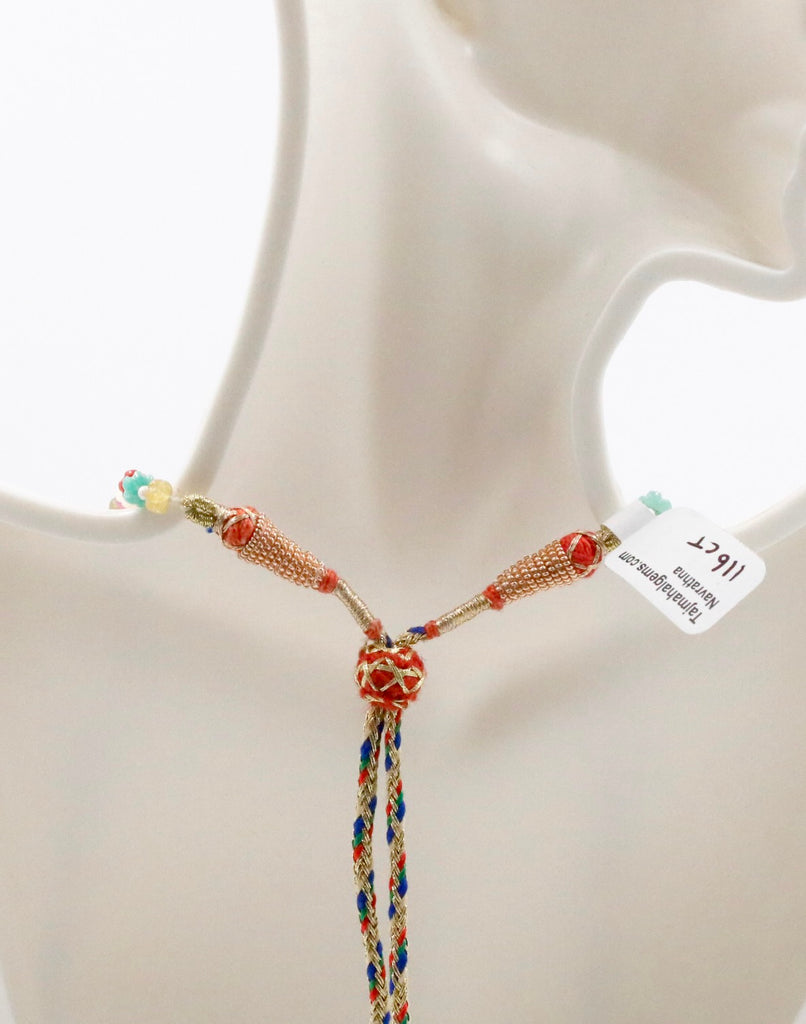 Sarafa necklace featuring multi-strand Navratna beads