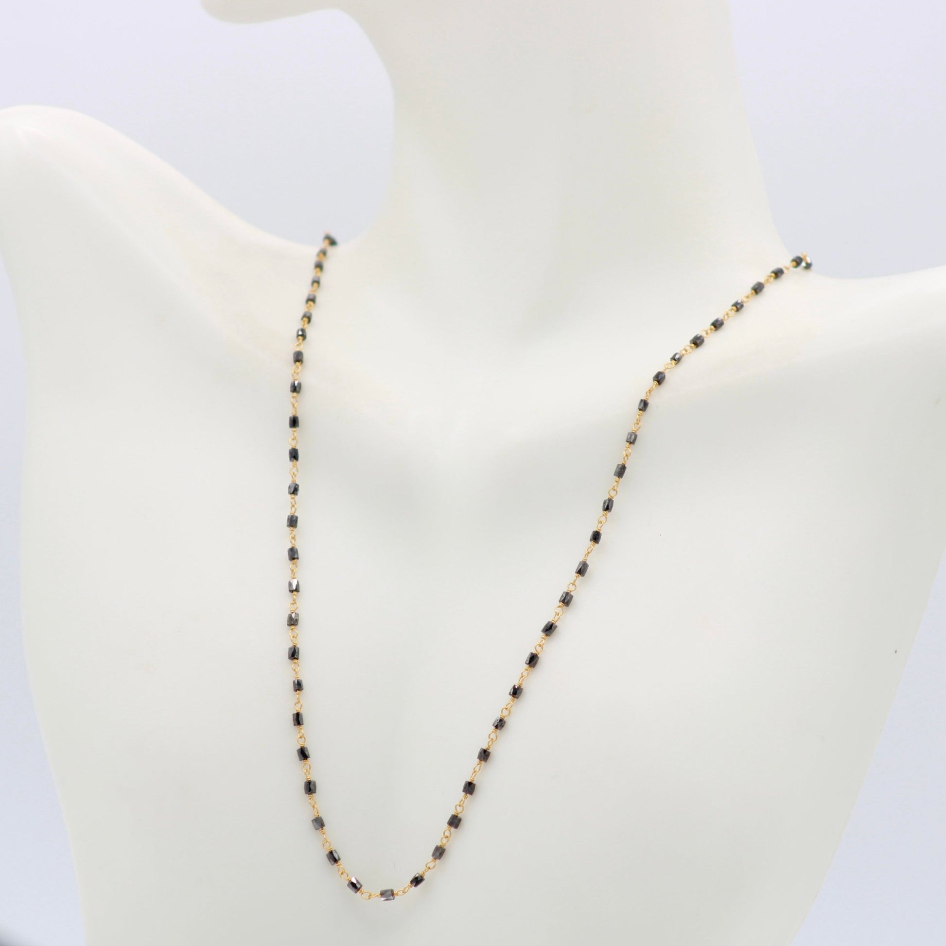 22K Gold with Black Diamond Necklace - Taj Mahal Gems