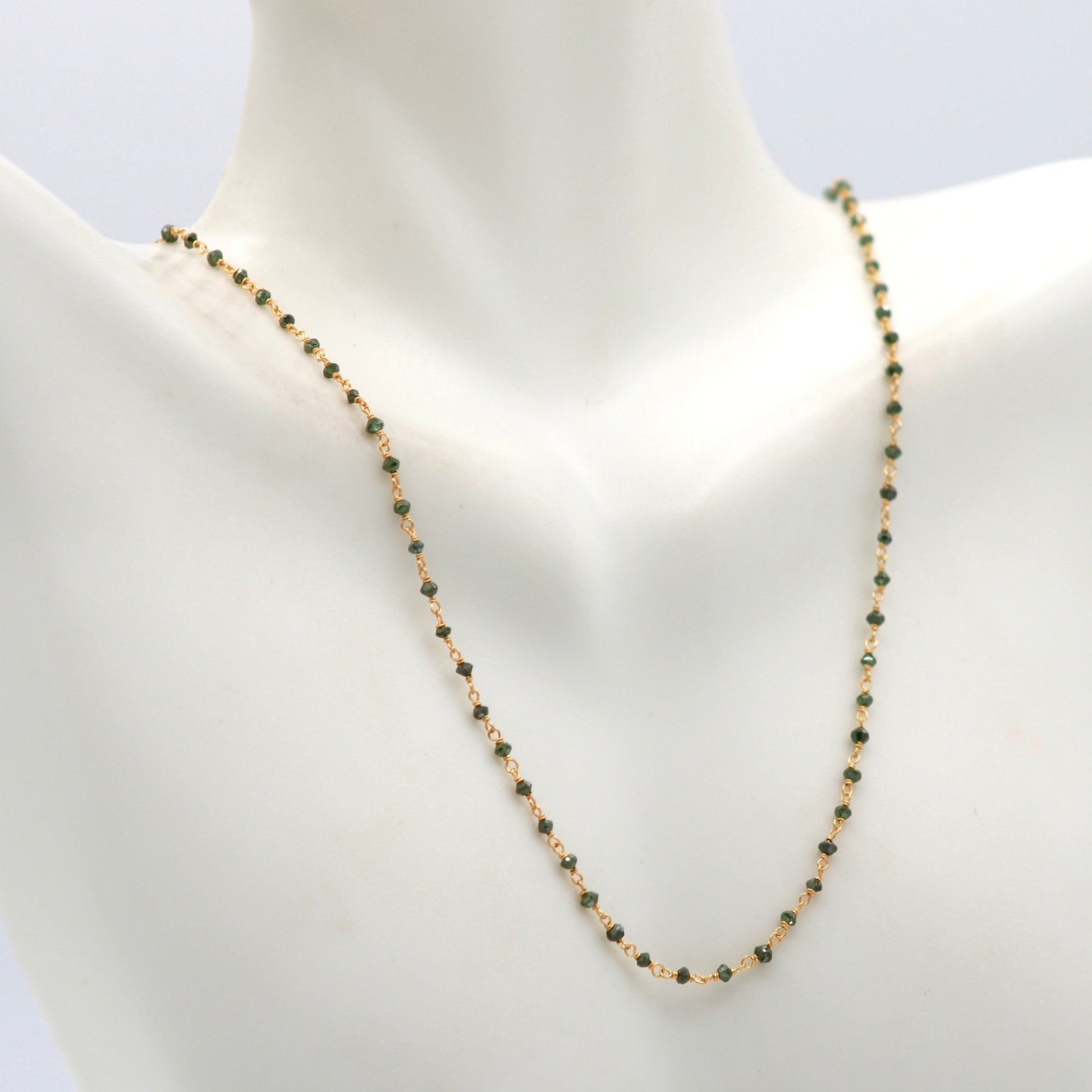 22KY Natural YG & and Green Diamond Necklace - Taj Mahal Gems