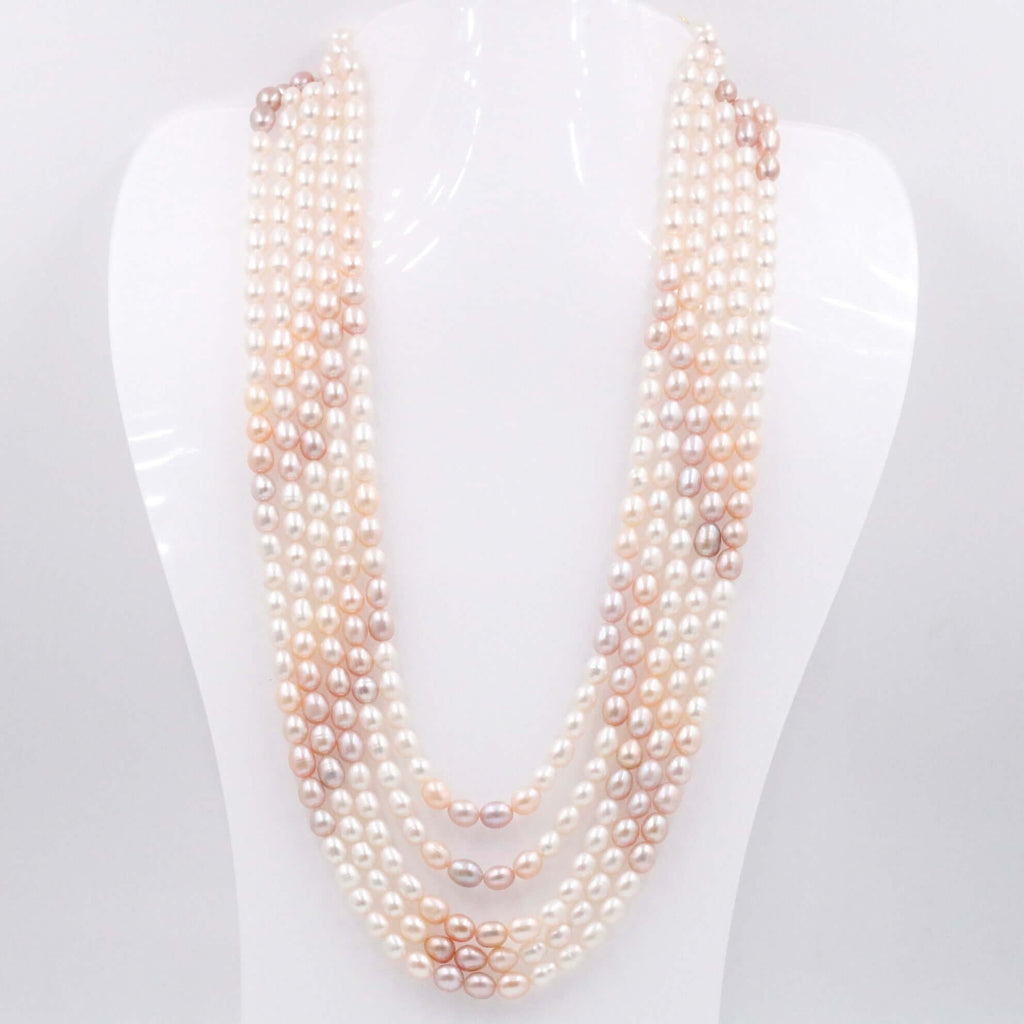 Multi Strand Cultured Pearl Beaded Necklace with Indian Style