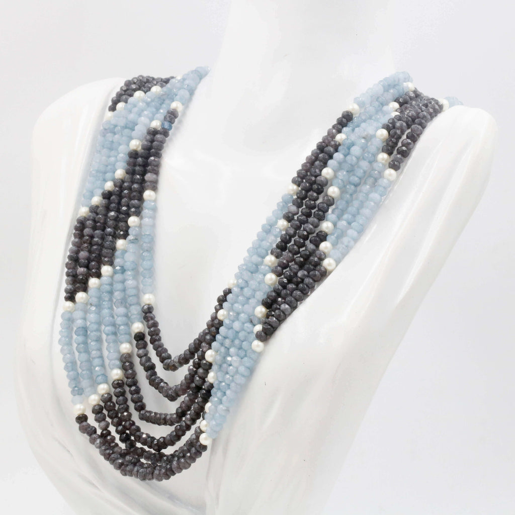 Natural Blue Quartz Long Indian Necklace
