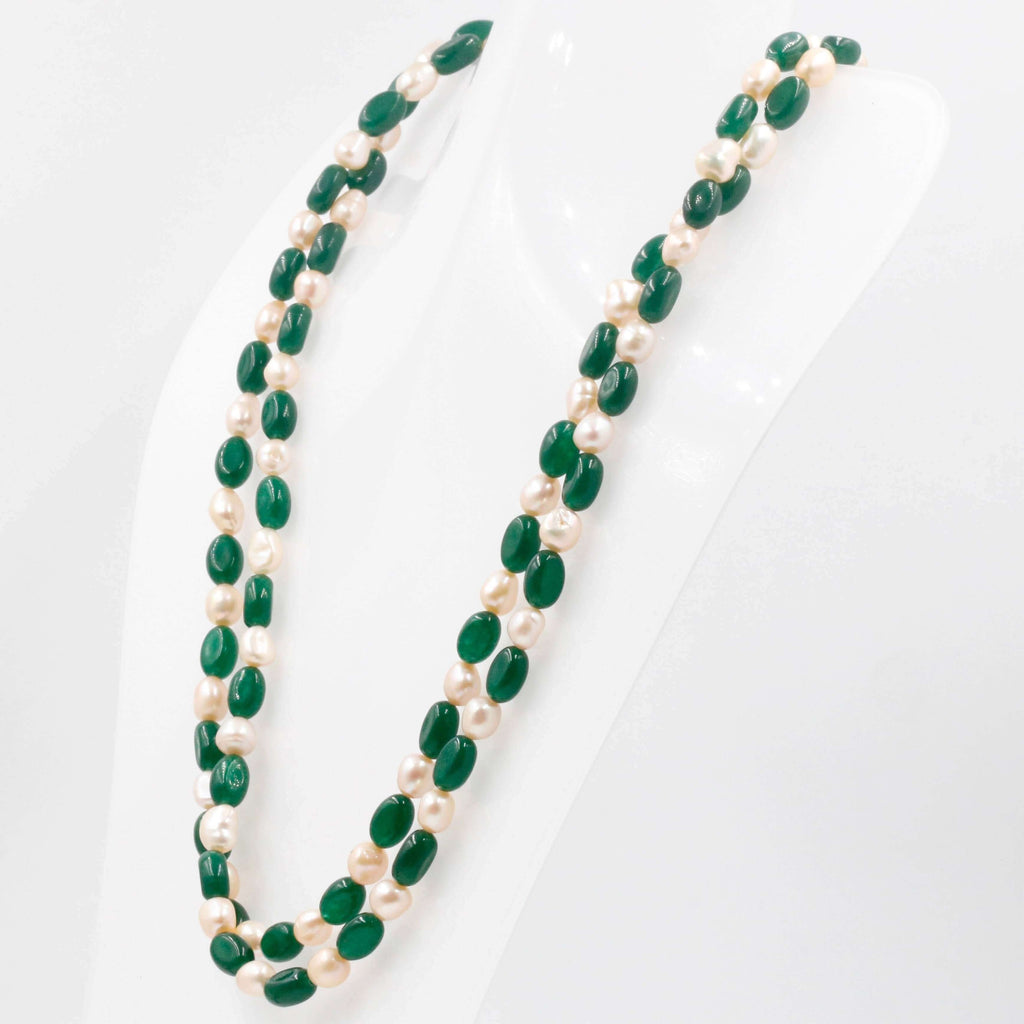 Emerald Quartz & Baroque Pearl Necklace