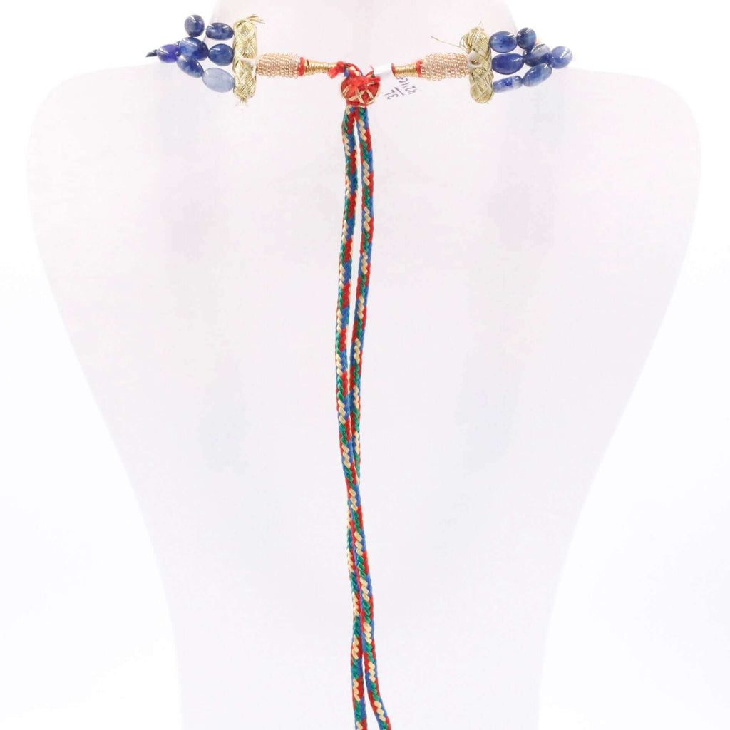 Unique Sarafa Necklace with Multi-Gemstone Beads including Sapphires, Emeralds, and Pearls