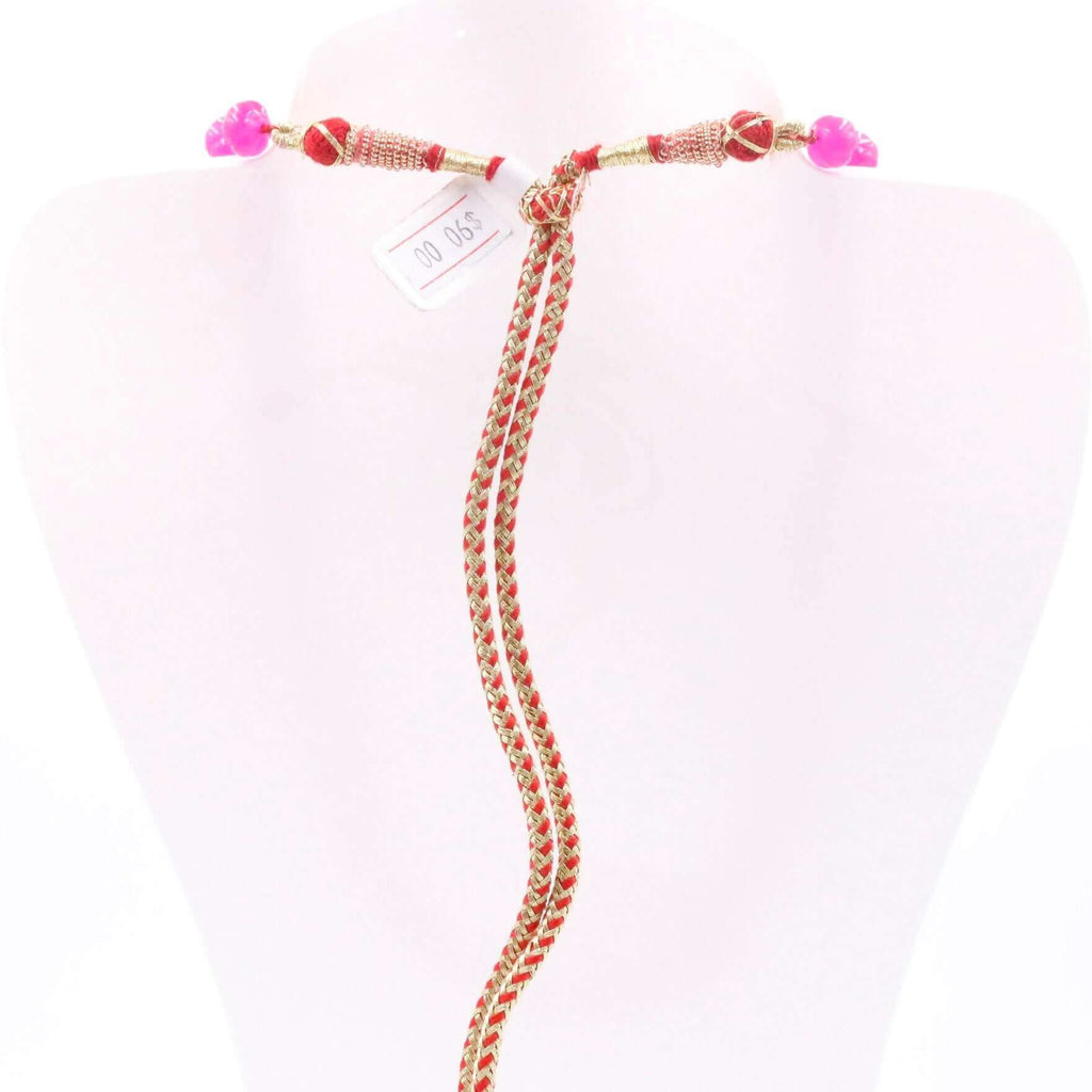 Fuchsia Pink Quartz Pumpkin Shaped Beads Necklace - Sarafa Jewelry