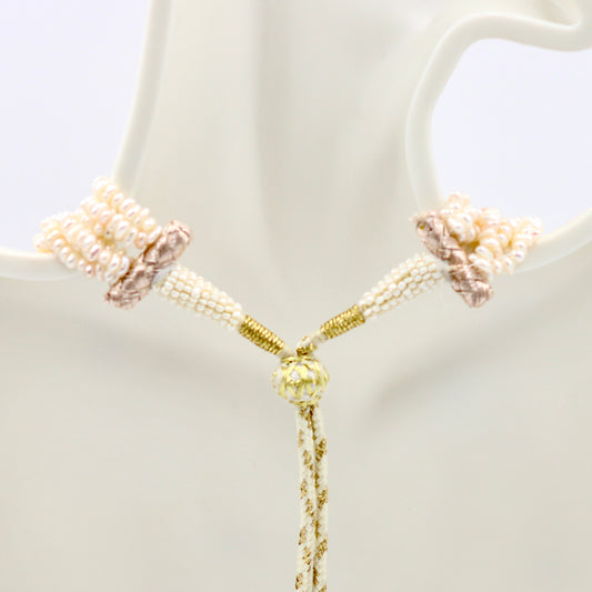 Rice Pearl With Pumpkin Coral Necklace